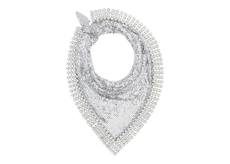 Rabanne H&M Metal-Mesh Triangle Scarf with Fringe Silver