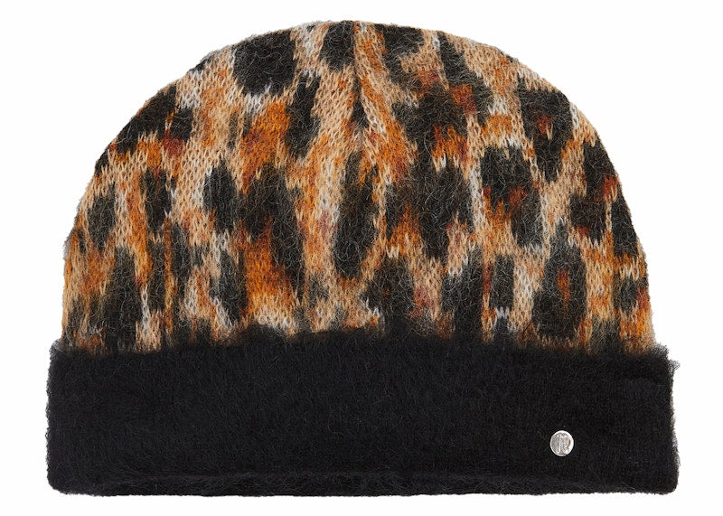Rabanne H&M Mohair-Blend Jacquard-Knit Beanie (Mens) Leopard