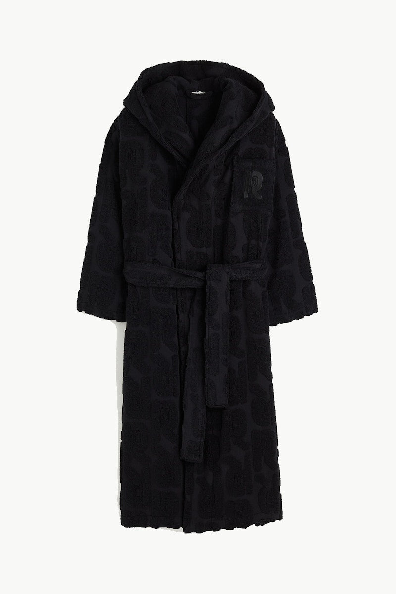 Rabanne H&M Patterned Cotton Bathrobe Black