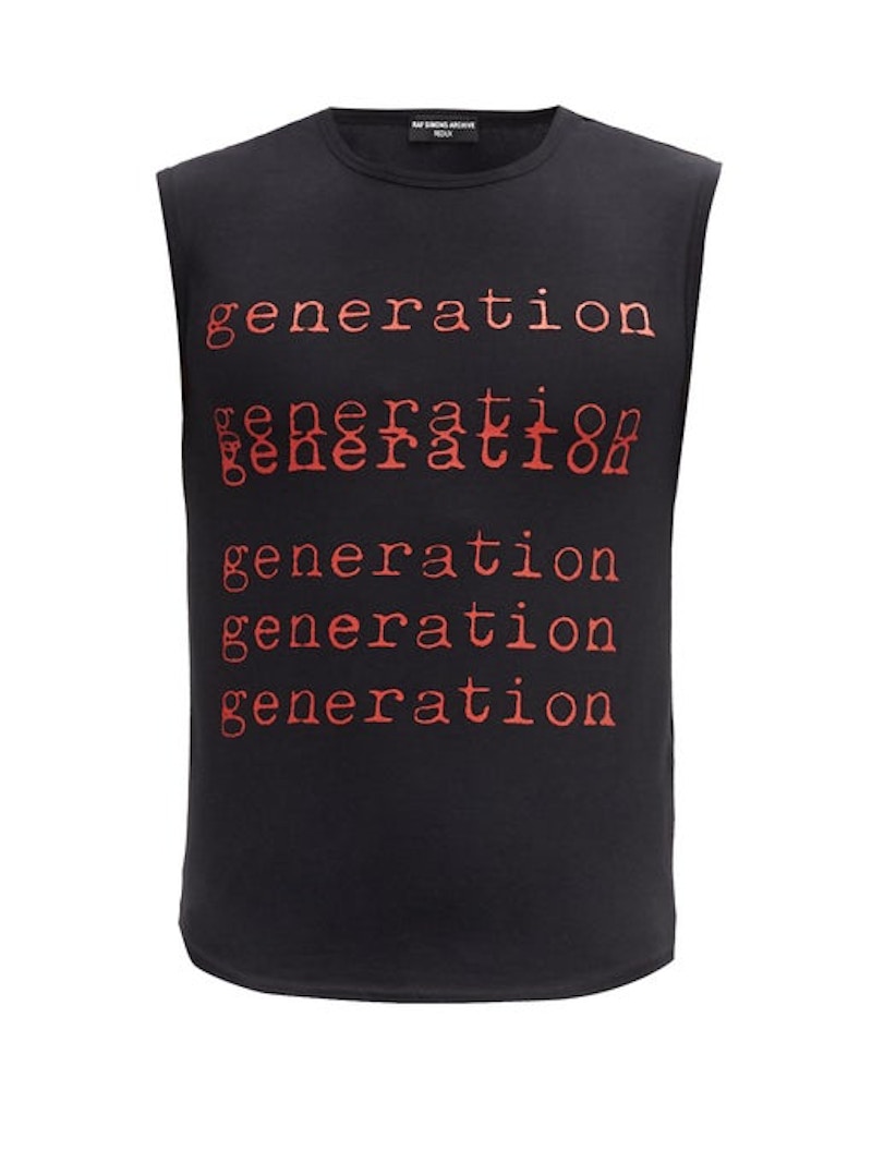 Raf Simons Archive Redux SS96 Generation Print Cotton-Blend Jersey Vest Black