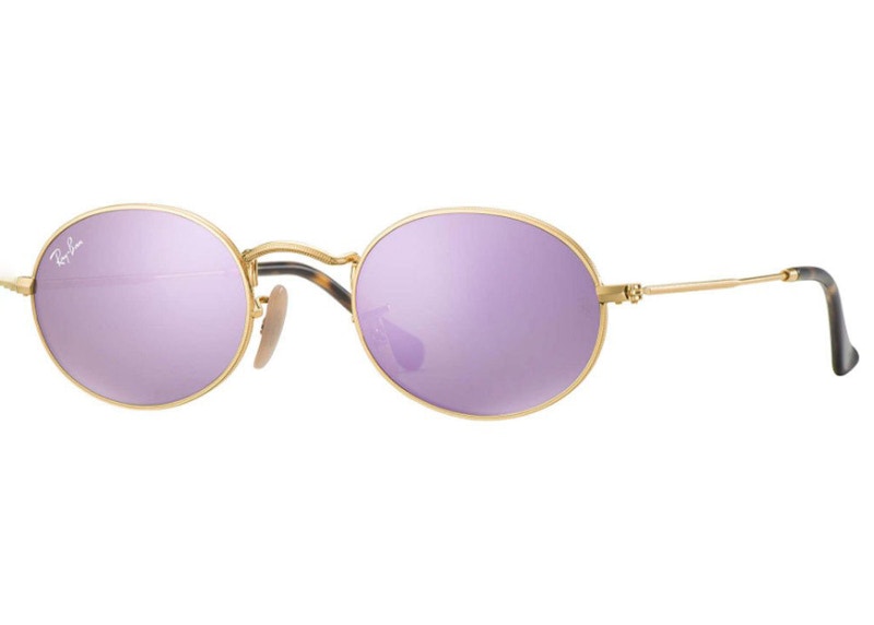 Ray-Ban Oval Flat Sunglasses Polished Gold/Lilac (RB3547N)