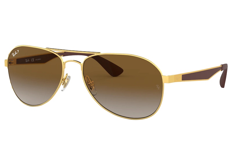 Ray-Ban RB3549 Sunglasses Polished Gold/Brown (RB3549)