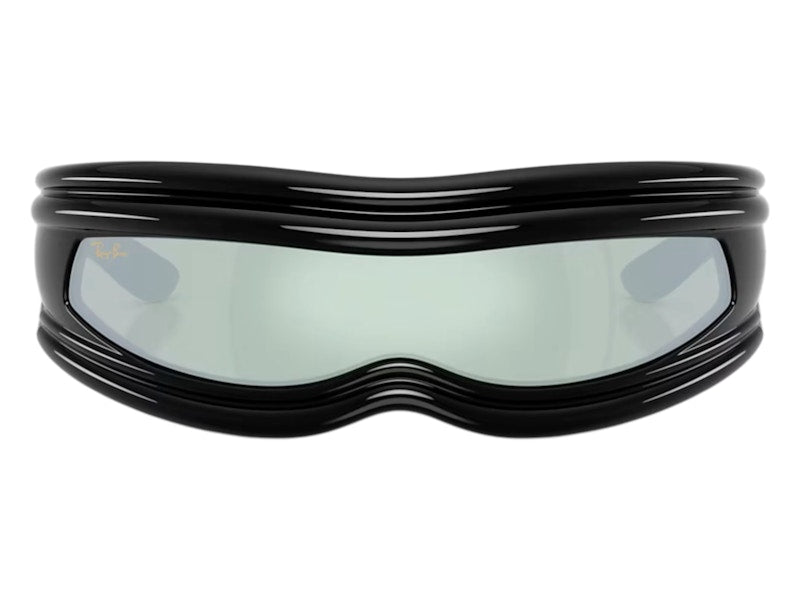 Ray-Ban x A$AP Ultra Wrap 001 Next Generation Collection Sunglasses Polished Black Green Mirror Silver (RB4943 601/30 0-135)