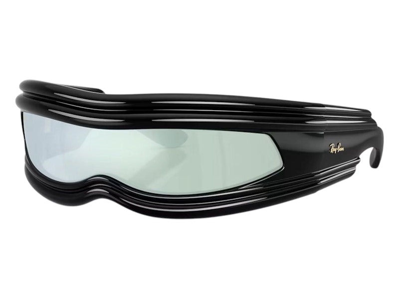 Ray-Ban x A$AP Ultra Wrap 001 Next Generation Collection Sunglasses Polished Black Green Mirror Silver (RB4943 601/30 0-135)