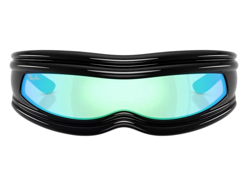 Ray-Ban x A$AP Ultra Wrap 001 Next Generation Collection Sunglasses Polished Black Light Grey Mirror Blue (RB4943 601/Y7 0-135)