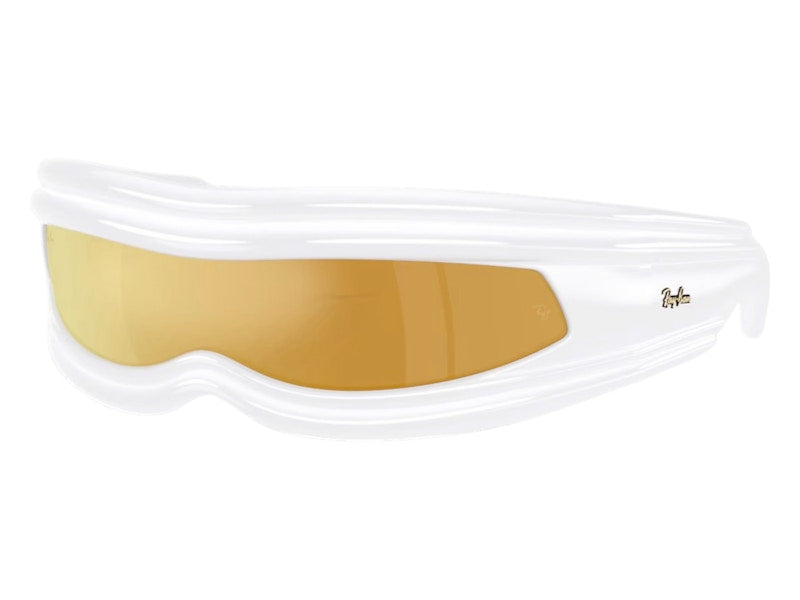 Ray-Ban x A$AP Ultra Wrap 001 Next Generation Collection Sunglasses Polished White Brown Mirror Gold (RB4943 68387P 0-135)