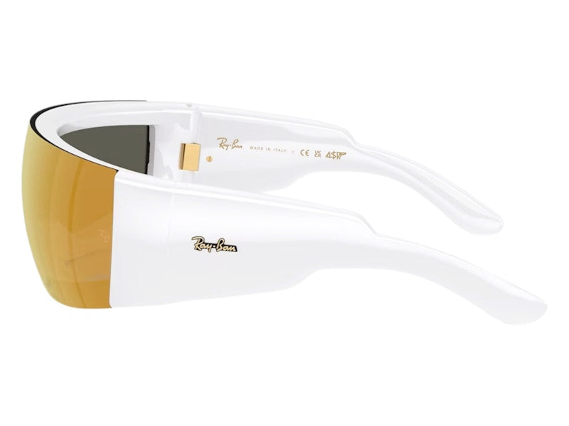 Ray-Ban x A$AP Ultra Wrap 002 Next Generation Collection Sunglasses Polished White Brown Mirror Gold (RB4942 68387P 0-141)