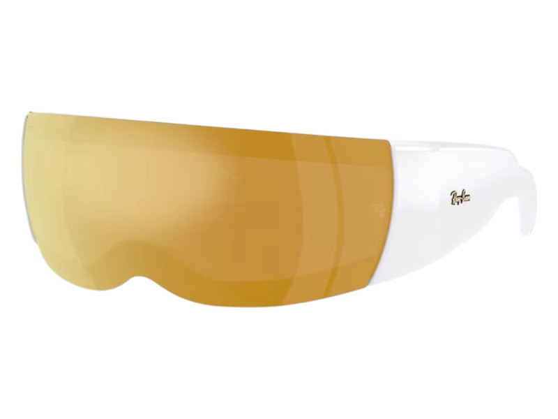 Ray-Ban x A$AP Ultra Wrap 002 Next Generation Collection Sunglasses Polished White Brown Mirror Gold (RB4942 68387P 0-141)