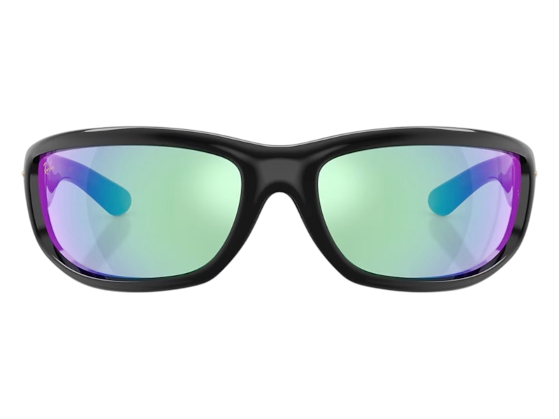 Ray-Ban x A$AP Ultra Wrap 003 Next Generation Collection Sunglasses Polished Black Light Grey Mirror Blue (RB4941 601/Y7 86-20)