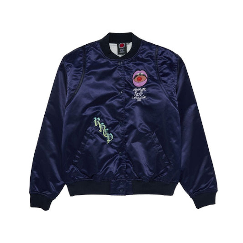 Red Hot Chili Peppers Embroidered Satin Official Tour Bomber Navy