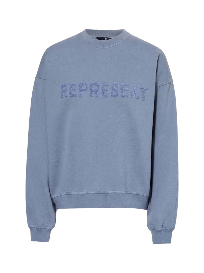 Represent Owners Club Fleece-Branding Cotton-Jersey Sweatshirt Steel Blue