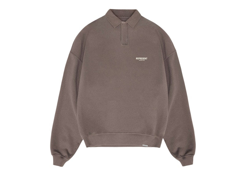Represent Owners Club Long Sleeve Polo Sweater Fog