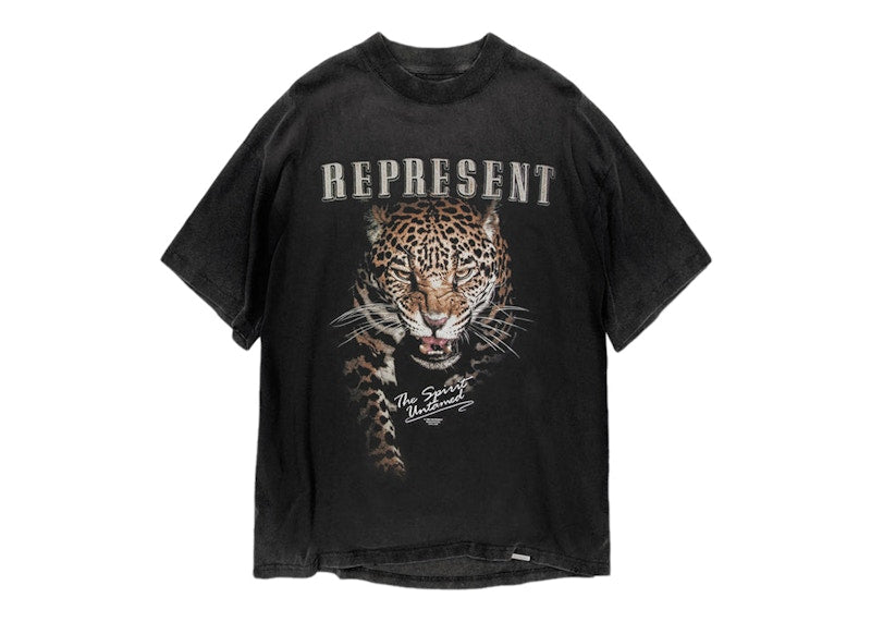 Represent The Spirit Untamed Leopard T-Shirt Vintage Black