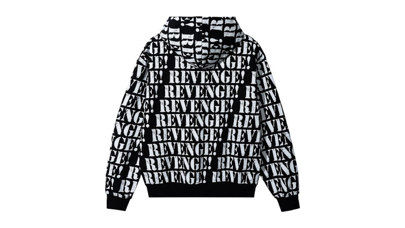 Revenge Allover Logo Zip Sweatshirt Black/White