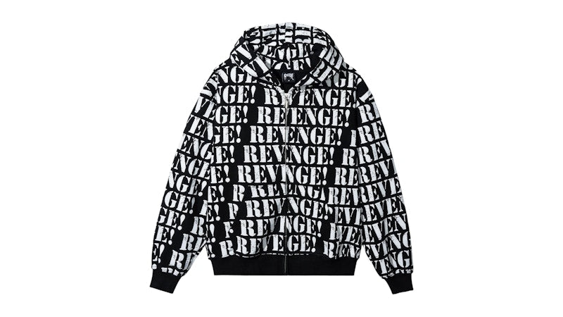 Revenge Allover Logo Zip Sweatshirt Black/White