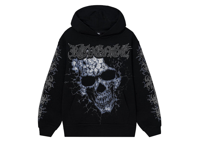 Revenge Crack Skull Hoodie Black
