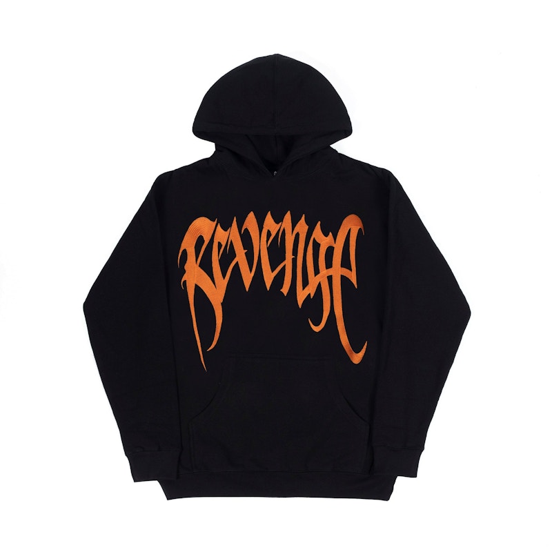 Revenge Embroidered Heavyweight Hoodie Black/Orange