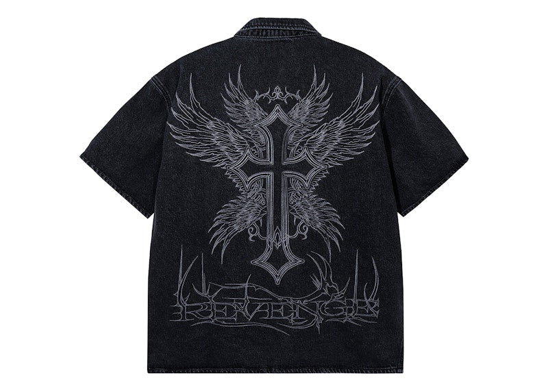 Revenge Revival Denim Button Up Washed Black