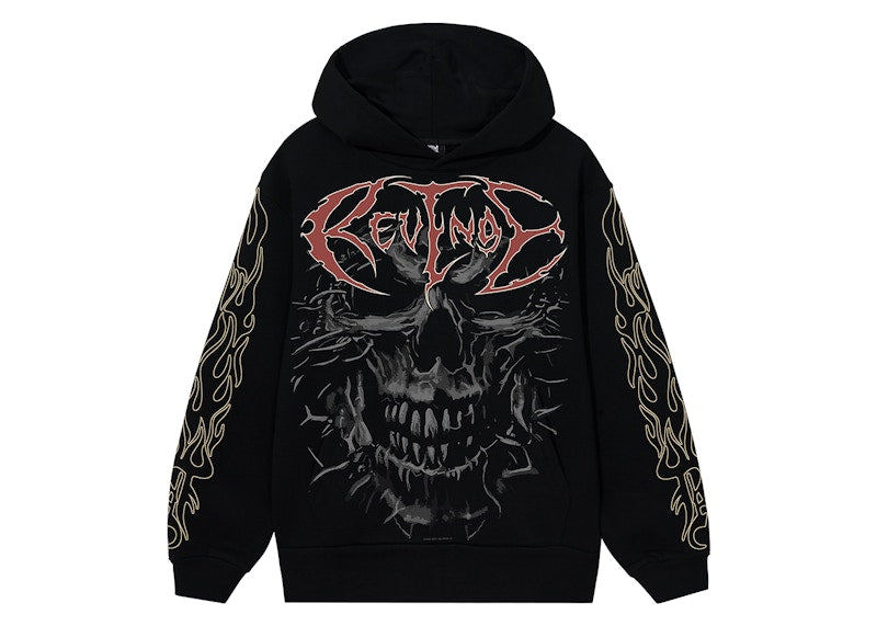 Revenge Skull Flame Hoodie Black