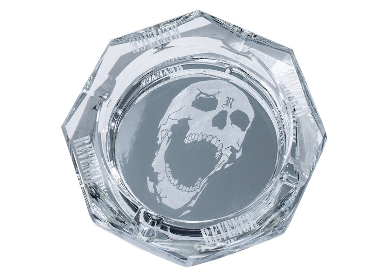 Revenge Skull Glass Ashtray White