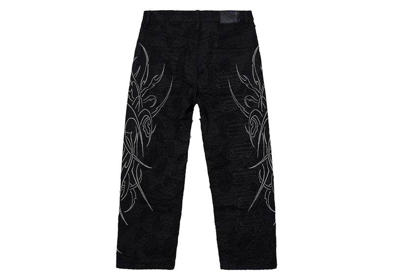 Revenge Spike Distressed Boro Denim Pant Black