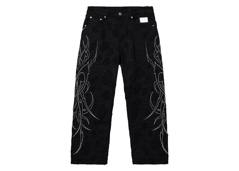 Revenge Spike Distressed Boro Denim Pant Black
