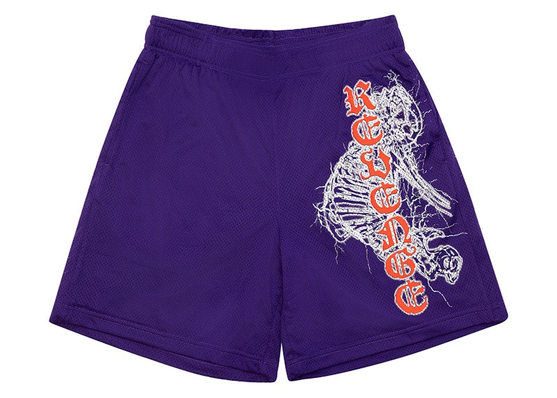 Revenge Spine Mesh Shorts Purple