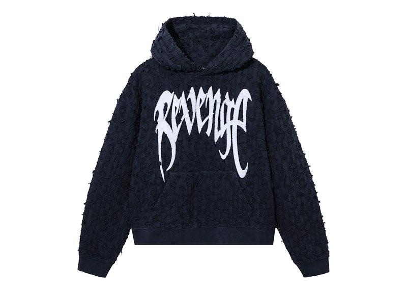 Revenge Thrashed Boro Arch Logo Hoodie Navy/White