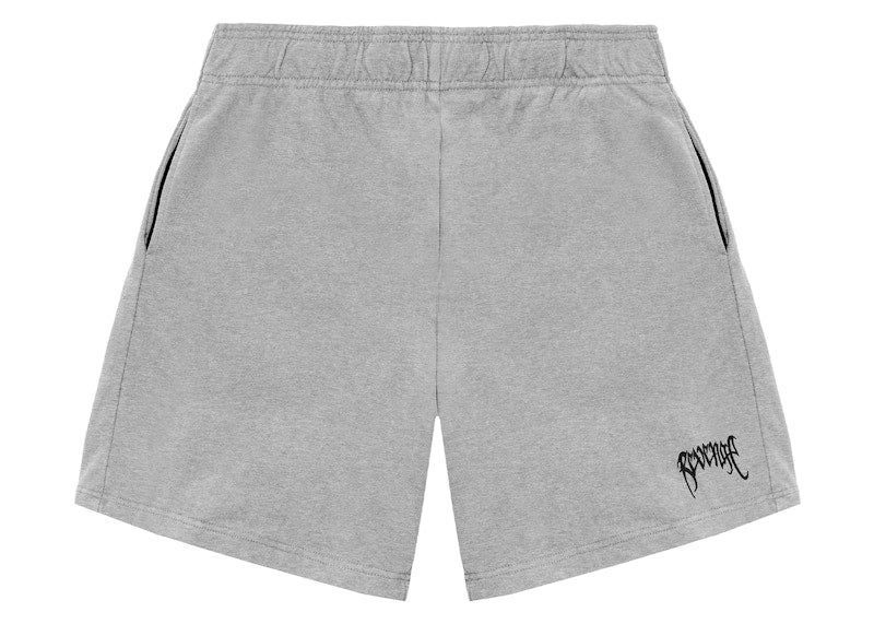Revenge White Embroidered Basic Shorts Heather Grey