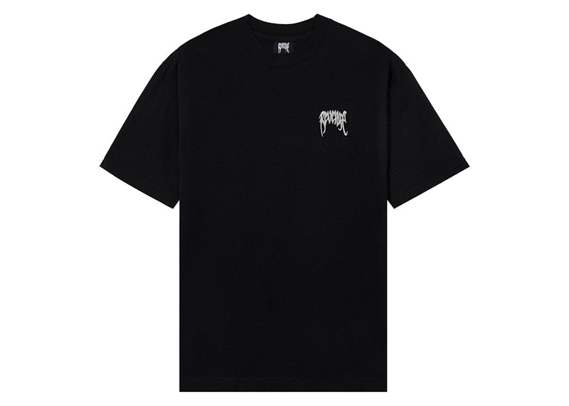 Revenge White Embroidered Basic Tee Black