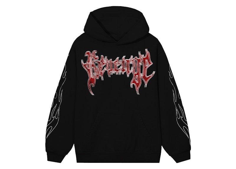 Revenge x City Morgue Grim Reaper Red Logo Hoodie Black