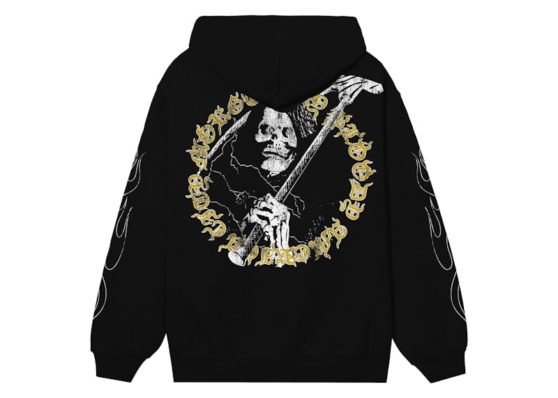 Revenge x City Morgue Grim Reaper Yellow Logo Hoodie Black