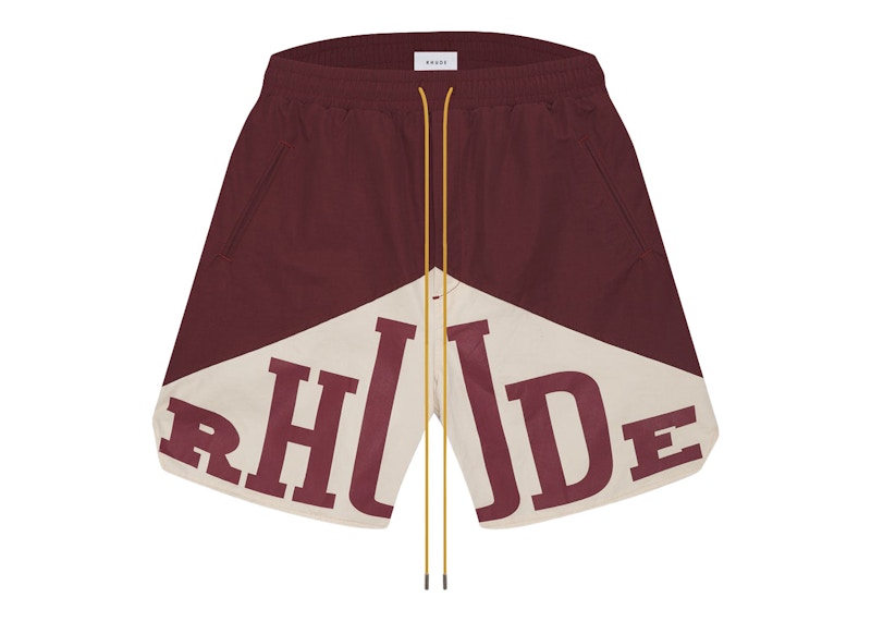 Rhude Cupro Yachting Shorts Maroon/White