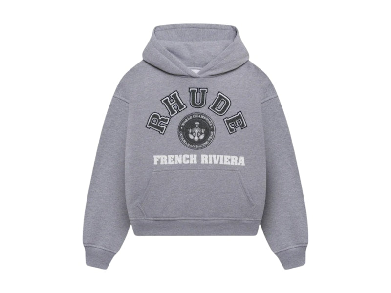Rhude French Riviera Patch Hoodie Heather Grey