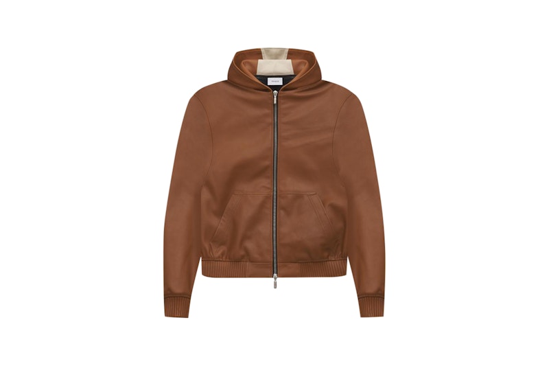 Rhude Leather Hoodie Brown