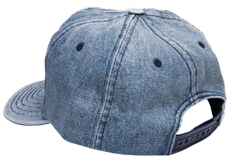 Rhude Logo Denim Snapback Hat Dark Indigo