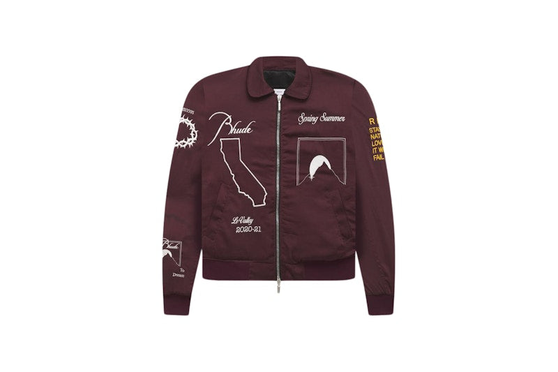 Rhude Signal Bomber Jacket Maroon