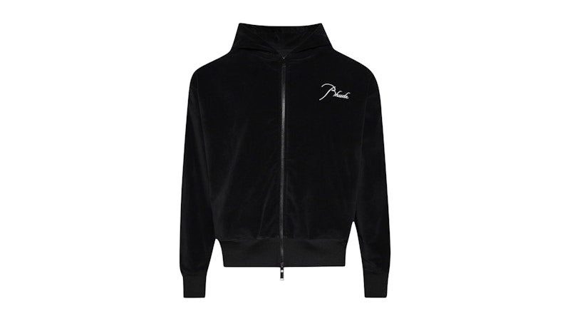 Rhude Velour Classique Zip-Up Hoodie Black