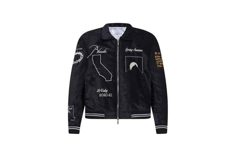 Rhude Velvet Signal Bomber Jacket Black