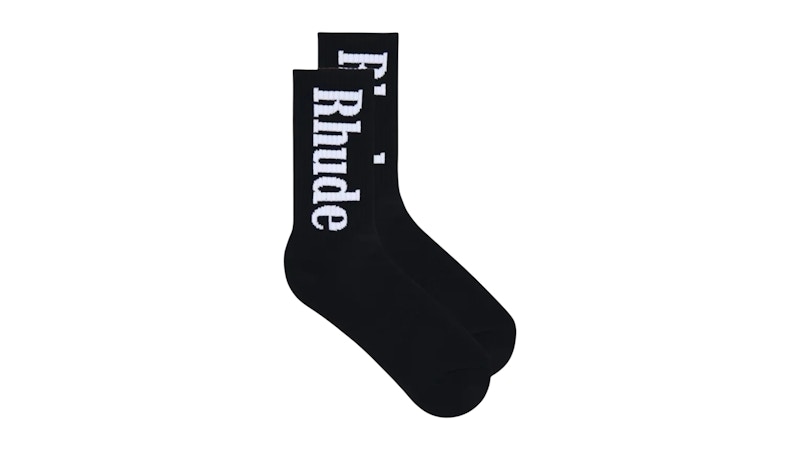 Rhude Vertical Logo Socks Black/White
