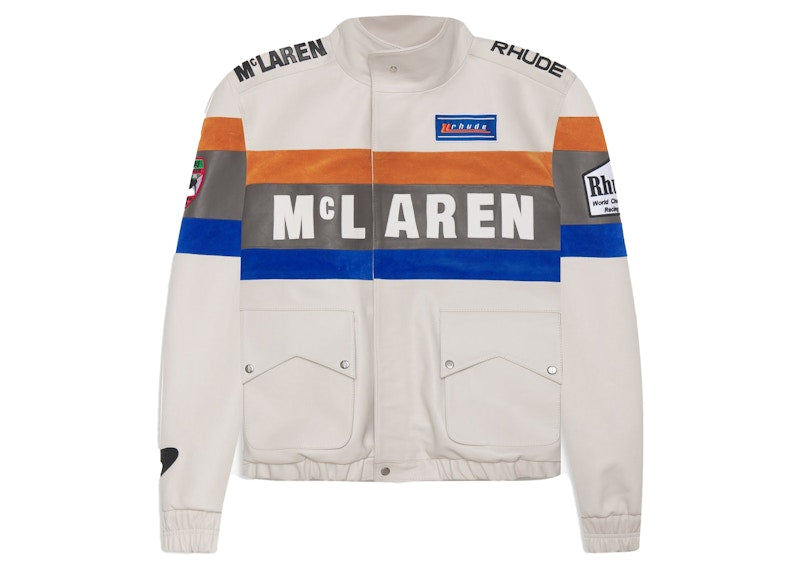 Rhude x McLaren Leather Rhacing Jacket Brown