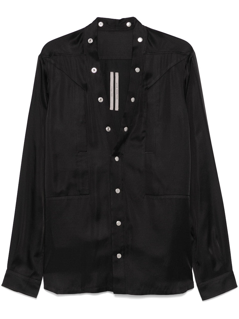 Rick Owens Charmeuse Larry Fogpocket Shirt Black