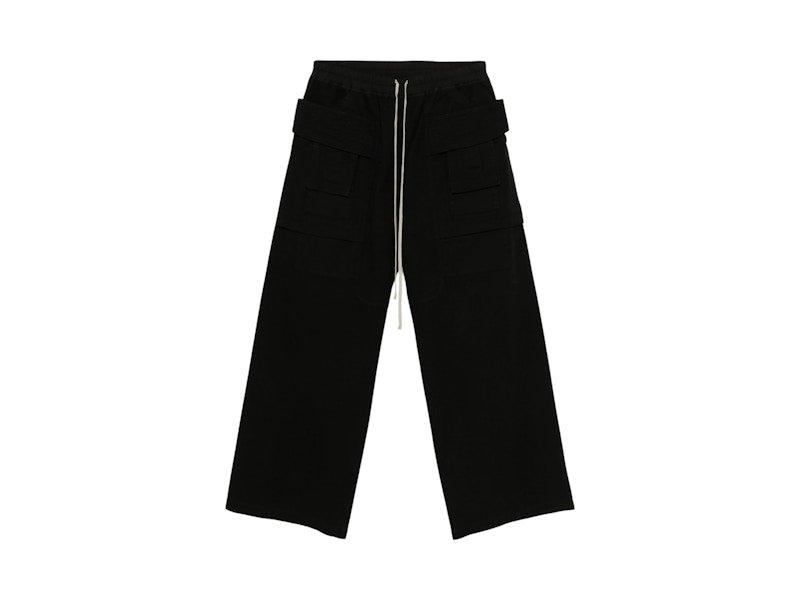 Rick Owens DRKSHDW Canvas Creatch Wide Cargo Drawstring Pants Black