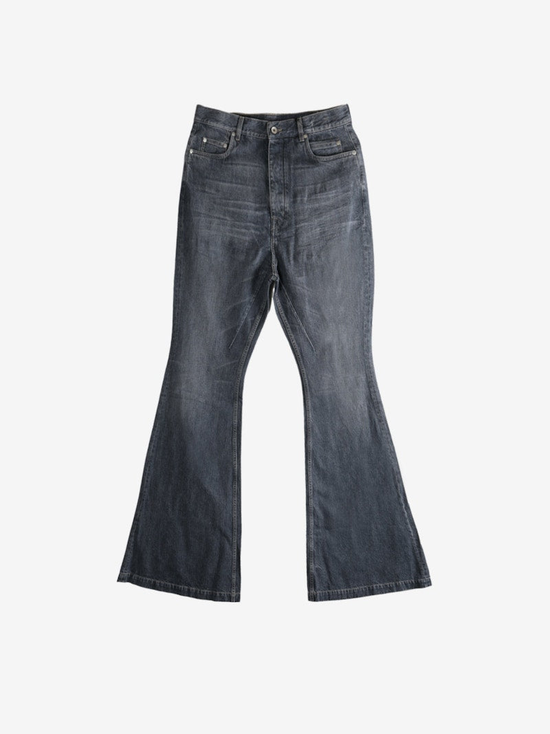 Rick Owens Denim Bolan Bootcut Pants Washed Grey