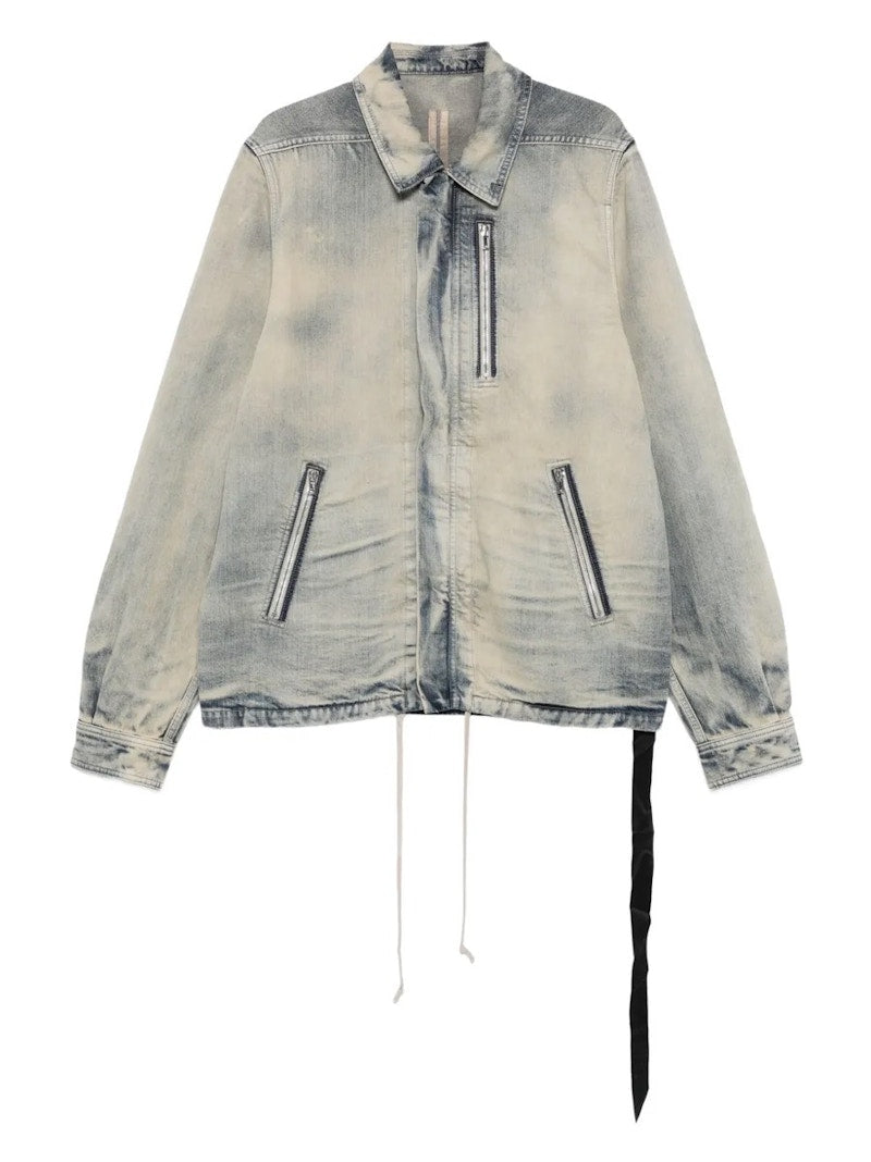 Rick Owens Denim Concealed Zipfront Giacca Jacket Mineral Pearl