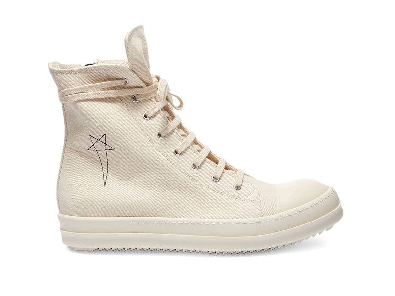Rick Owens Drkshdw Fogachine Hi Pentagram Embroidery Natural Black