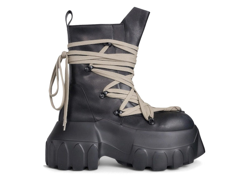 Rick Owens Hollywood Megalace Mega Tractor Boot Black