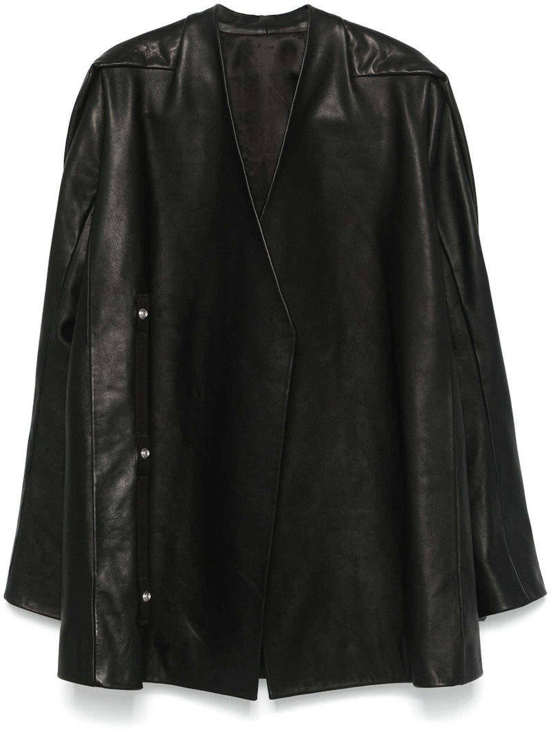 Rick Owens Leather Officer Jacket Black