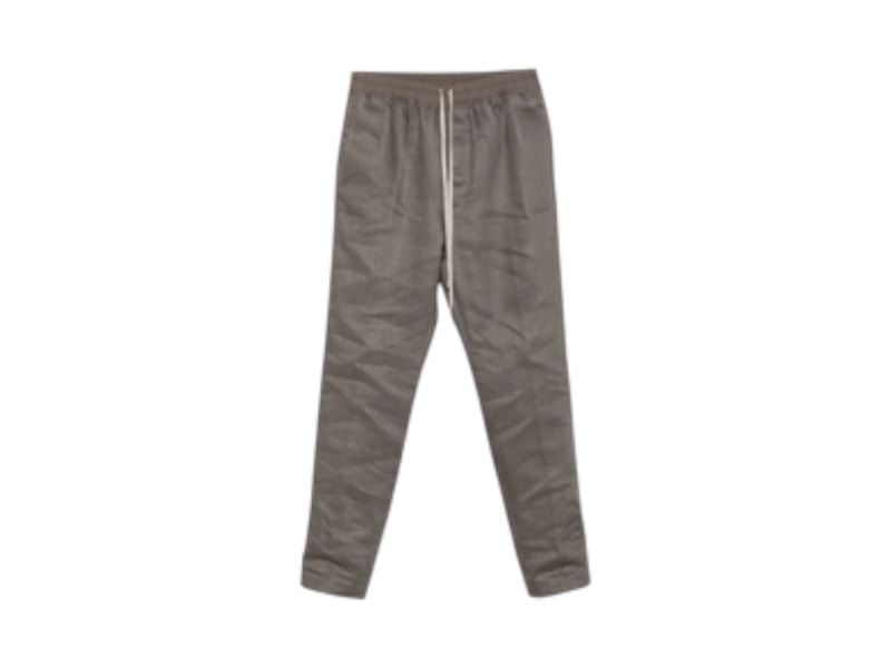 Rick Owens Linen Drawstring Slim Long Pants Dust