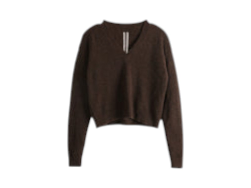 Rick Owens Maglia Tommy V Neck Sweater Brown